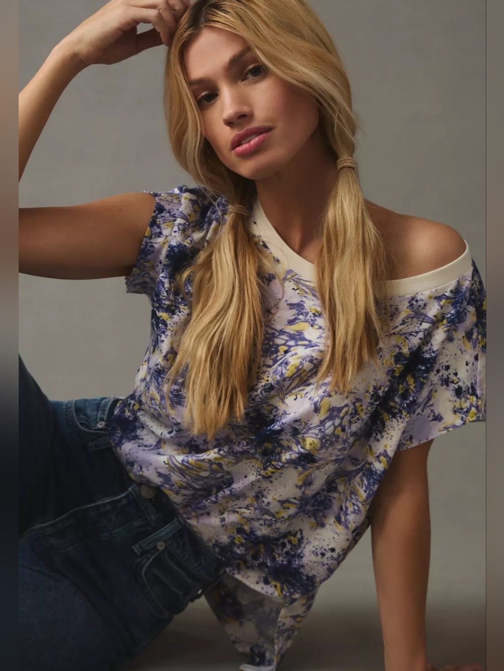 Anthropologie Boxy Graphic Abstract Tee